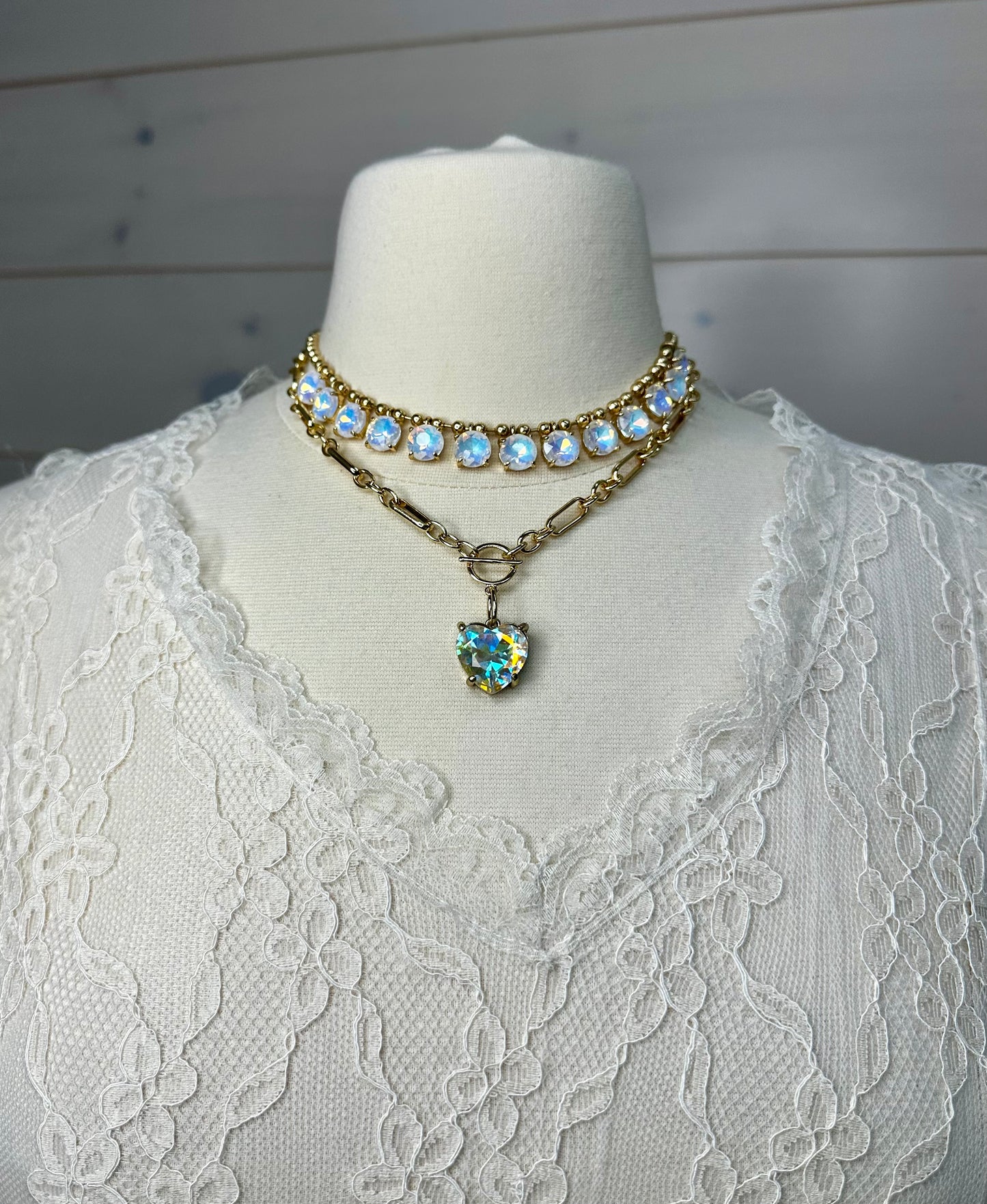 Heart AB Stone Necklace