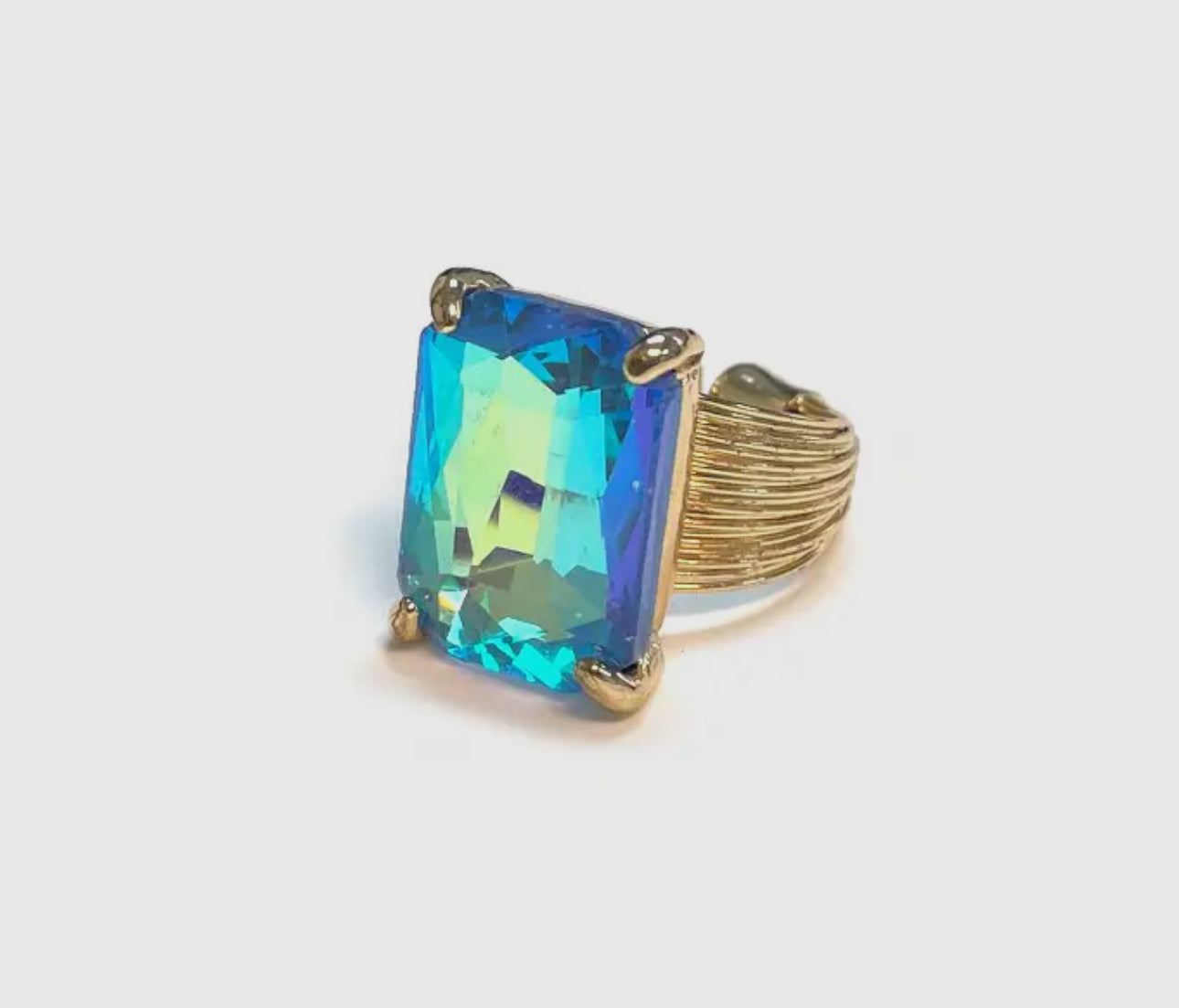 Square cut cocktail ring