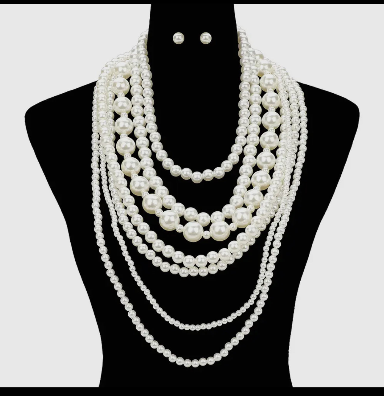 Multi Strand Pearl Necklace Set 
