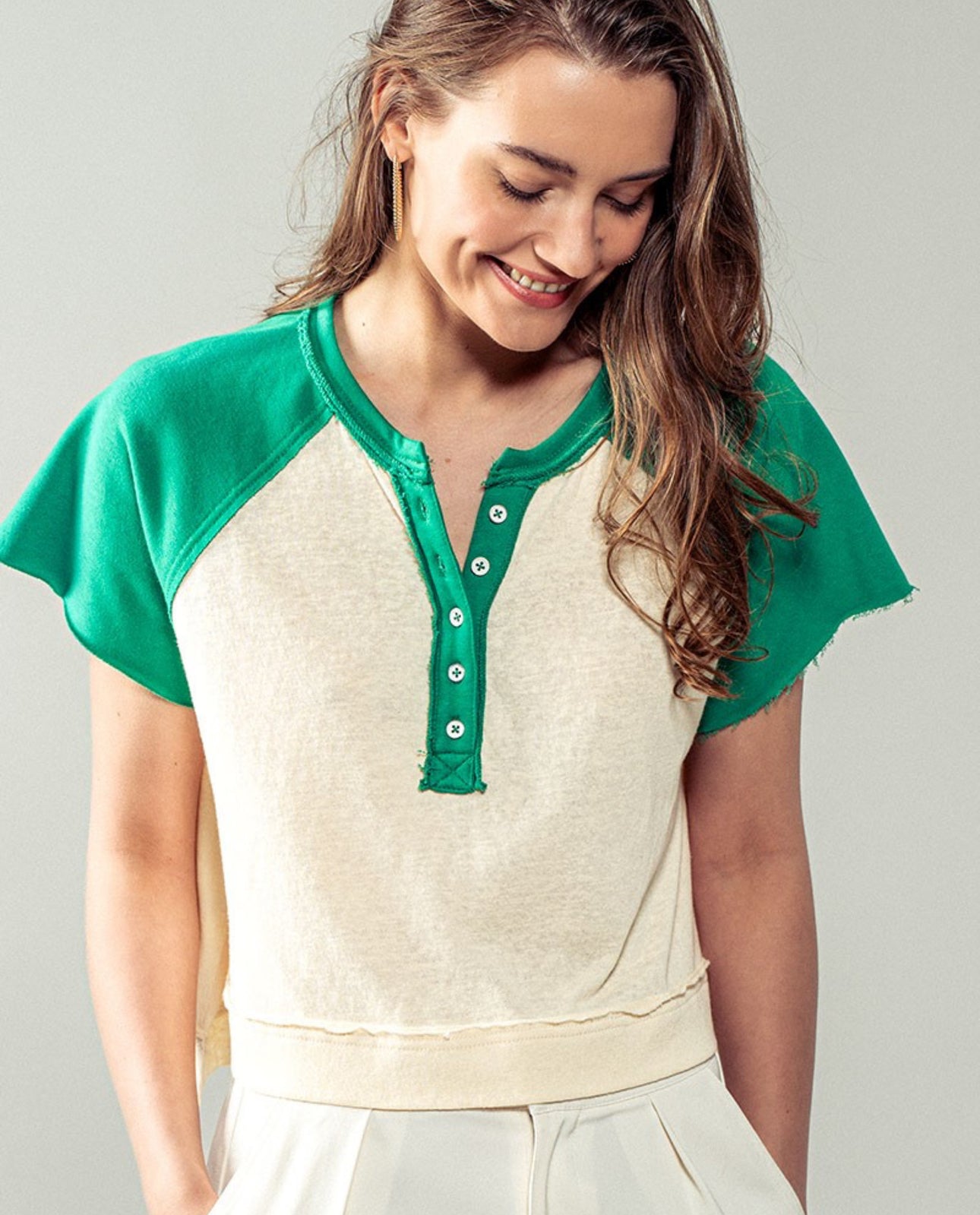 Cream Green Dream Henley