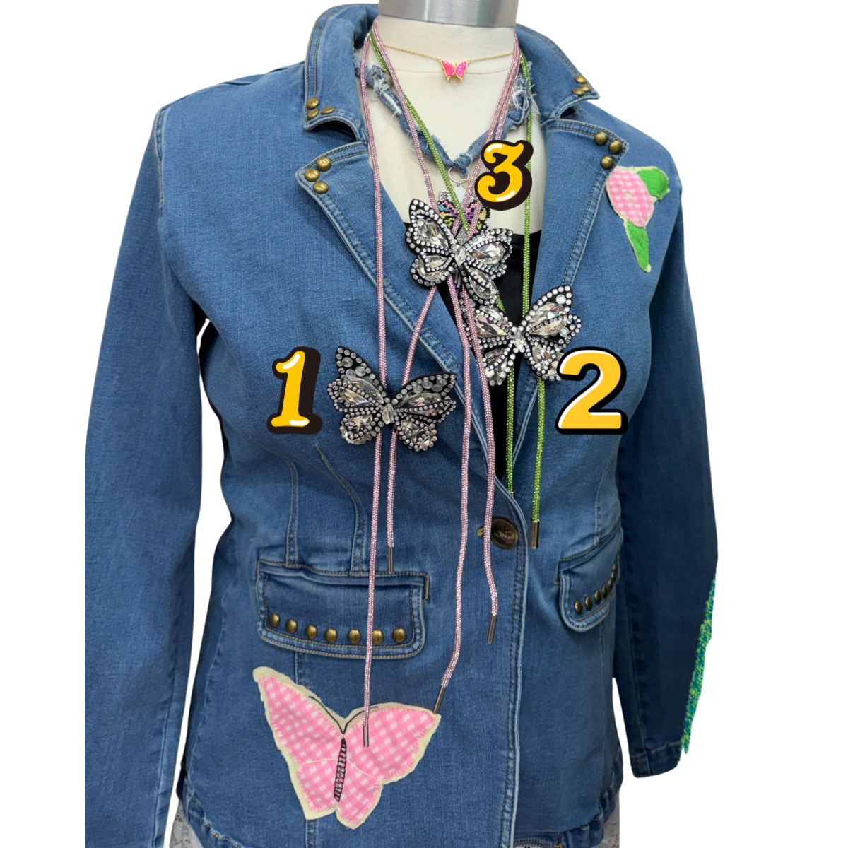 Butterfly Rhinestone Bolo