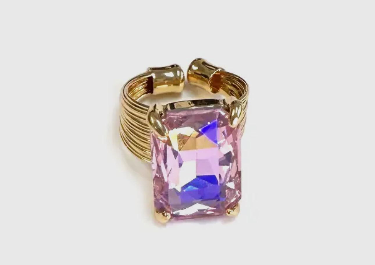 Square cut cocktail ring