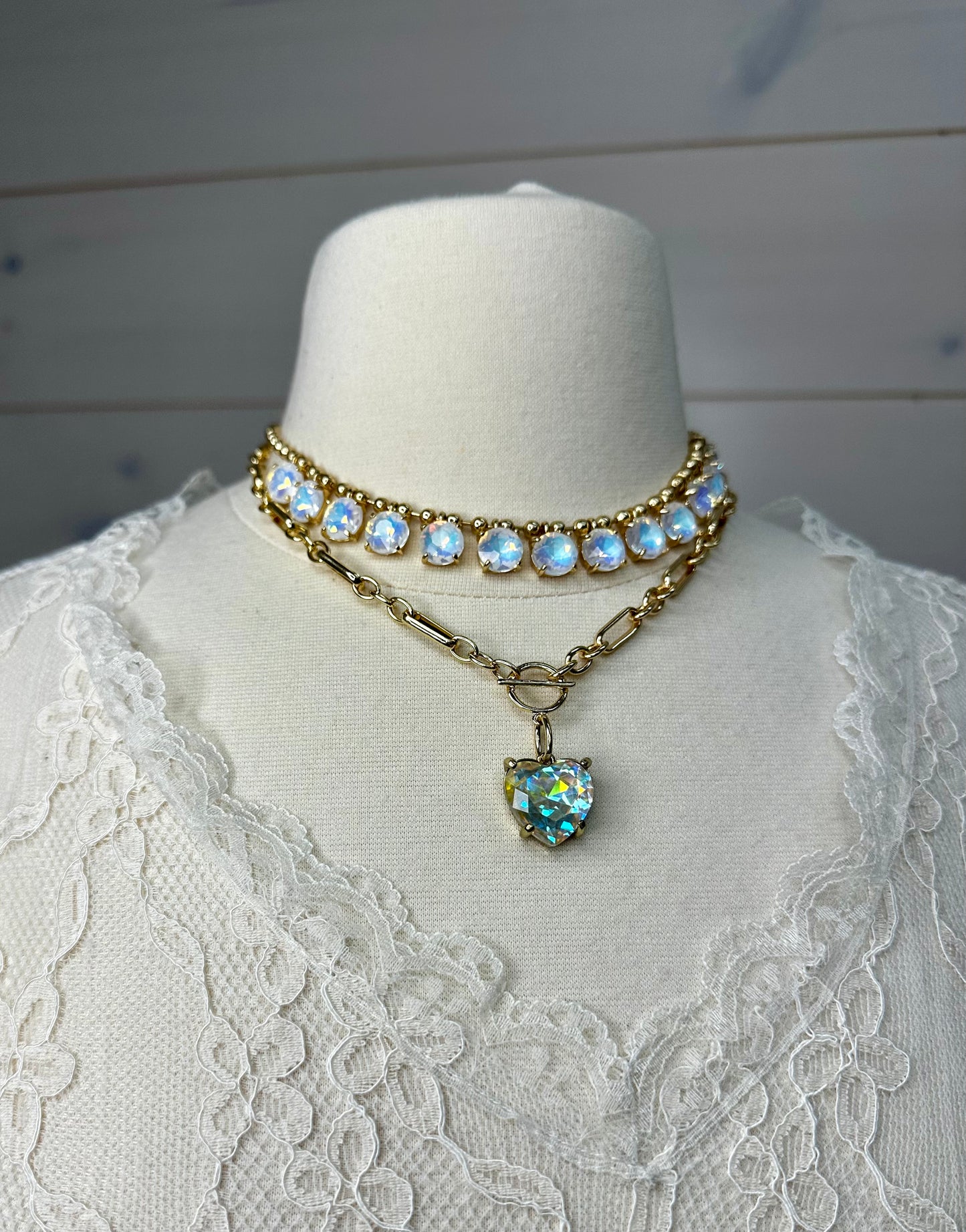Heart AB Stone Necklace