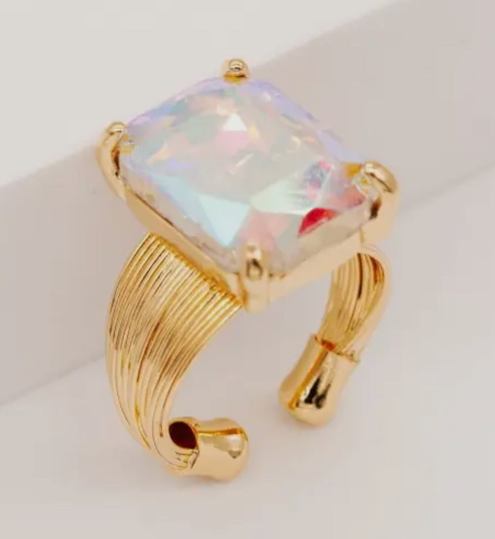 Square cut cocktail ring