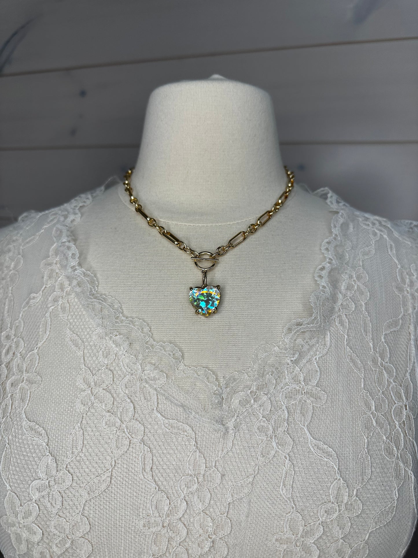 Heart AB Stone Necklace