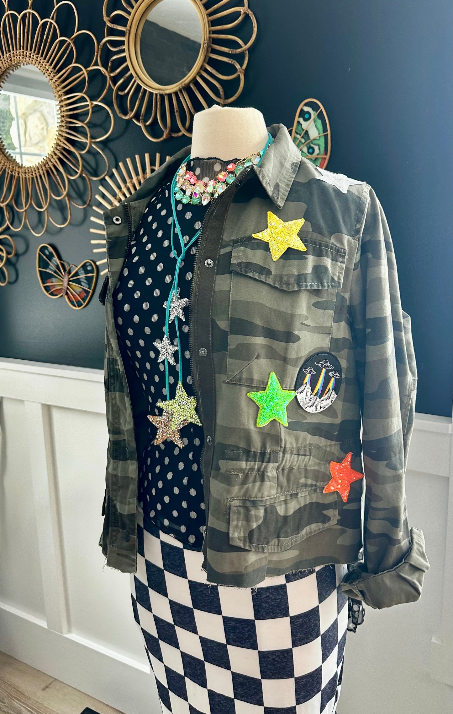 Star On Blue Leather