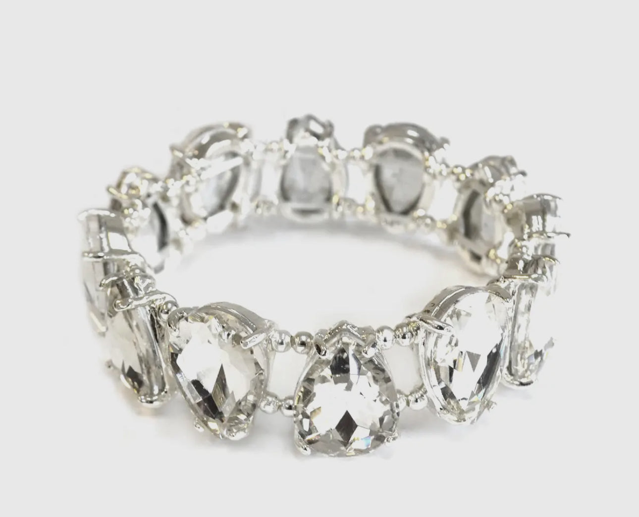 Silver Cut Glass Stretch Bracelets