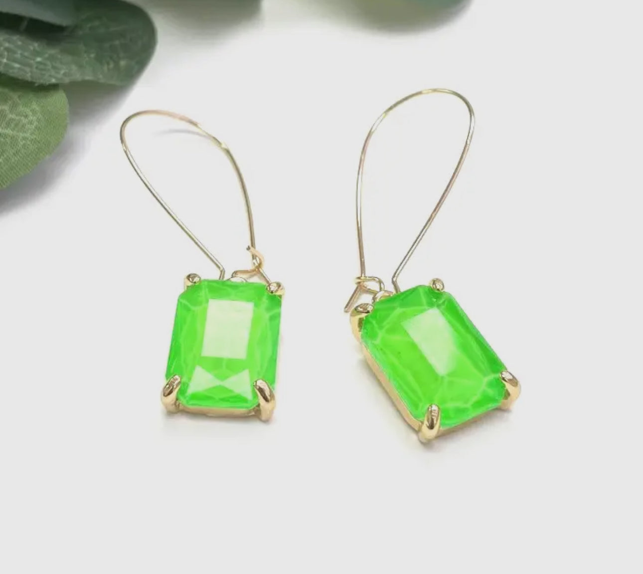 Neon Rectangle, drop earrings