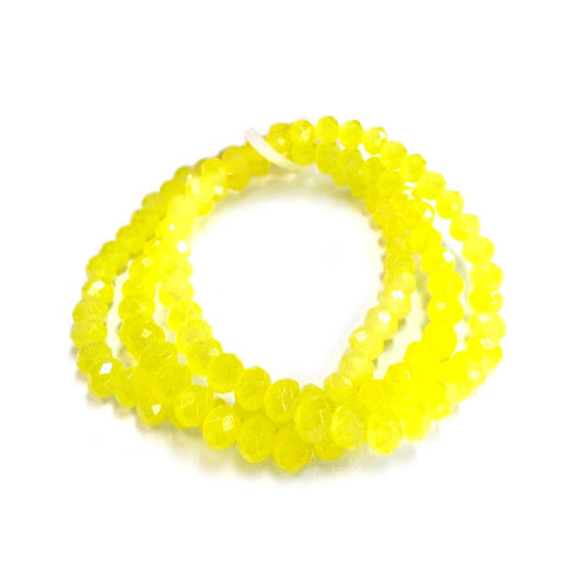 3pcs Set Glass Beaded Stackable Boho Stretch Bracelet: Neon Yellow