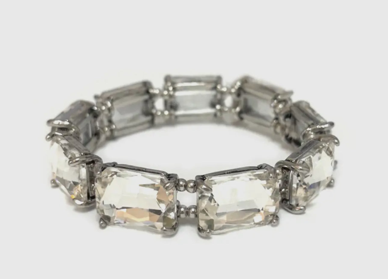 Silver Cut Glass Stretch Bracelets￼