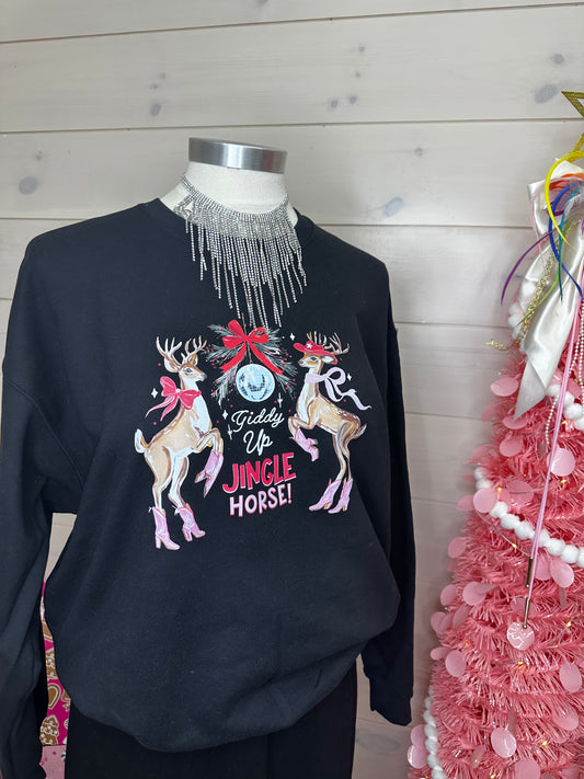 Black Jingle Deer Sweatshirt