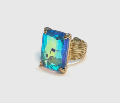 Square cut cocktail ring