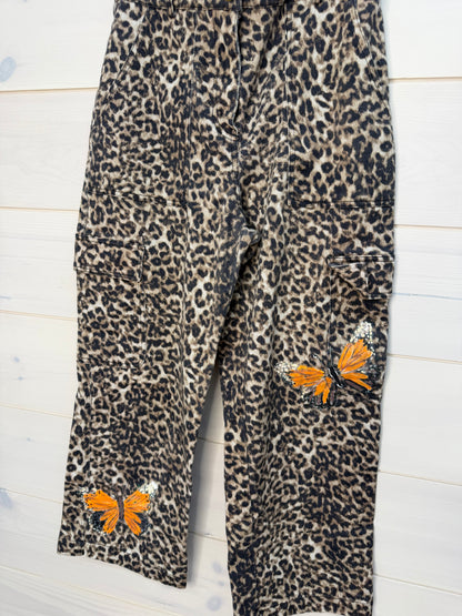 Crop Leopard Cargo Pants Butterfly Painting