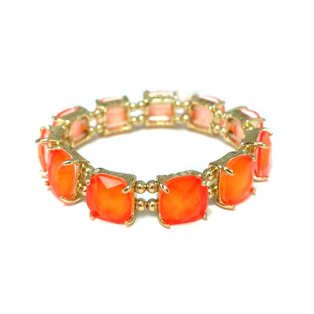 Neon Cushion Cut Glass Crystal stretch bracelet