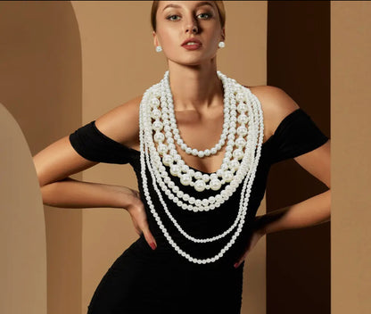 Multi Strand Pearl Necklace Set ￼