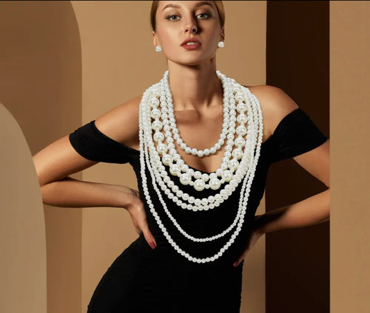 Multi Strand Pearl Necklace Set ￼