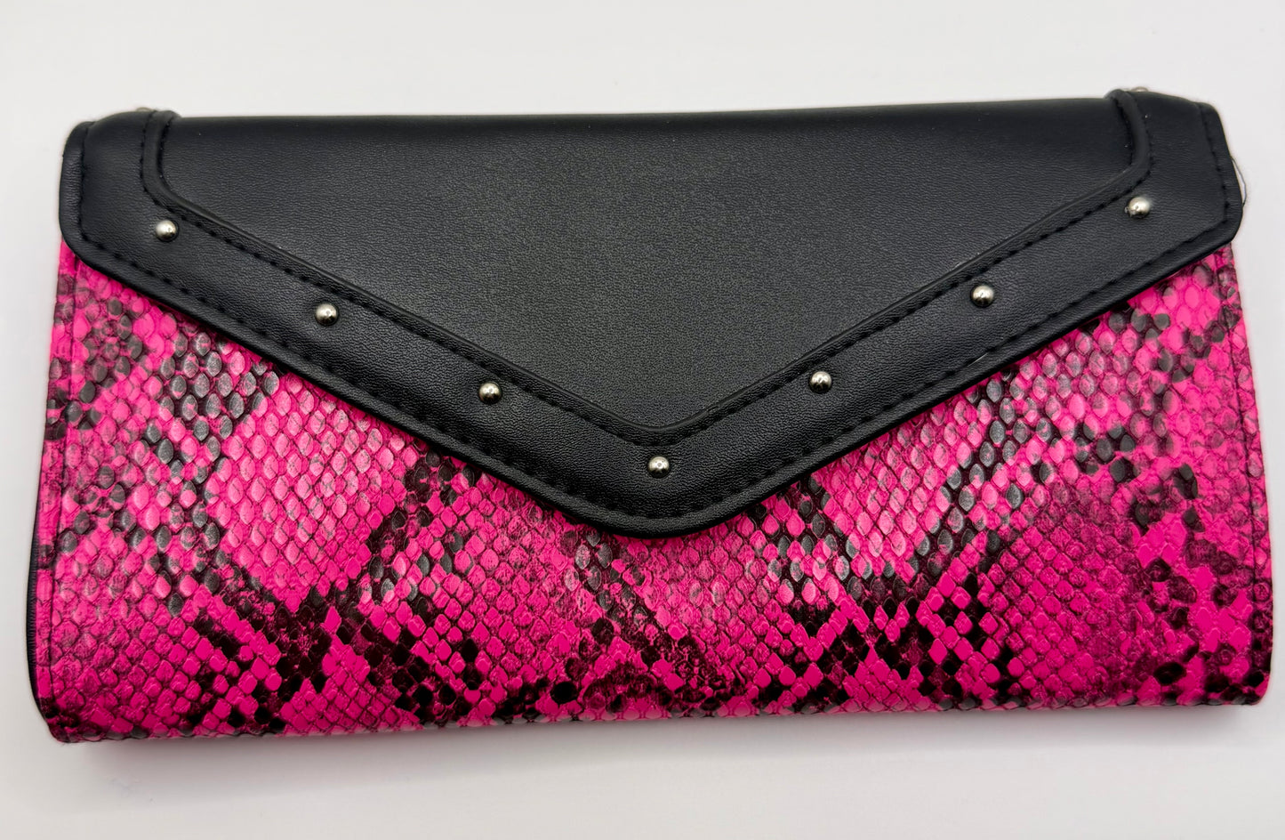 Neon, pink snake skin fo wallet