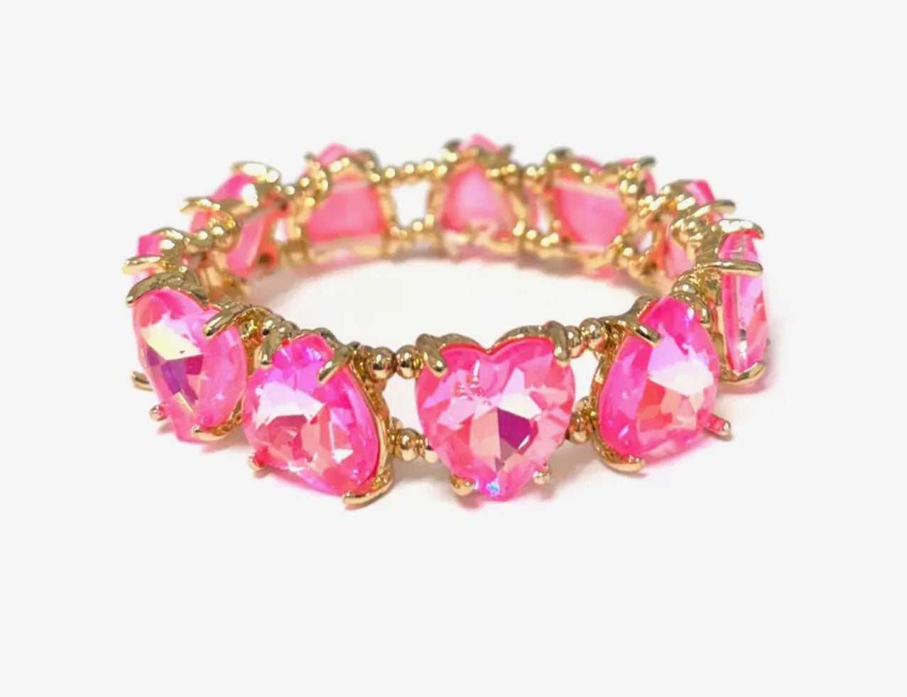 AB Pink Heart Stretch Bracelet ￼