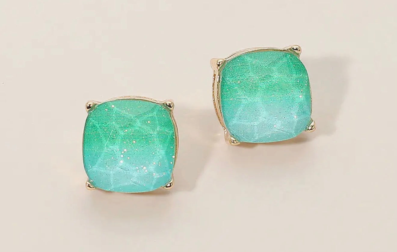 Mint Ombré Post Earrings ￼