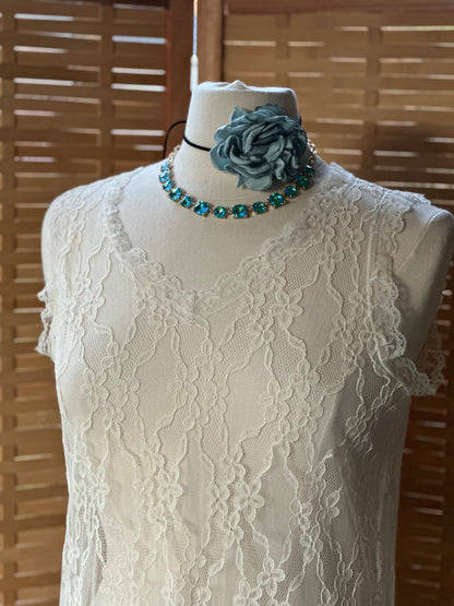 Teal Satin rose choker