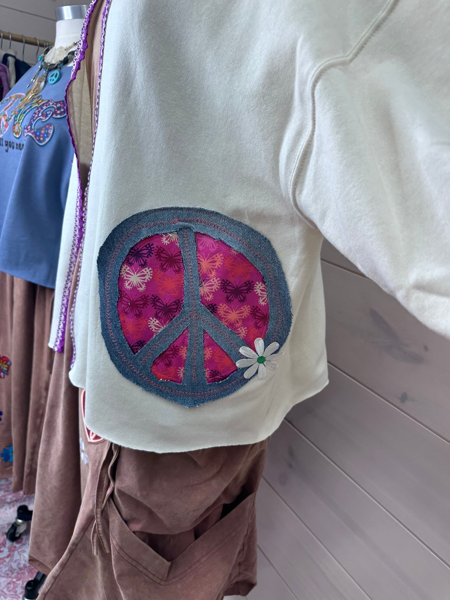 Cream Peace Love and Cardigan