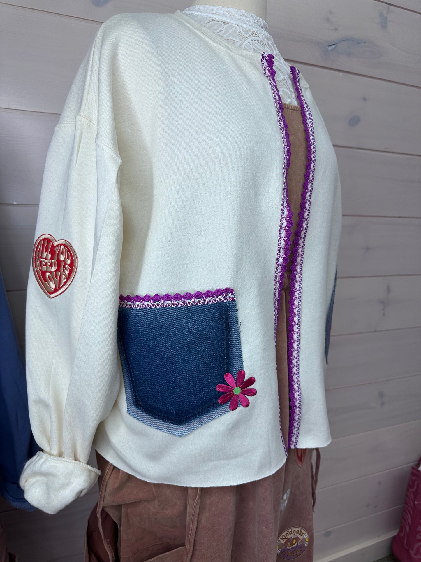 Cream Peace Love and Cardigan