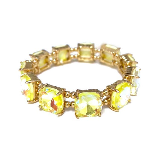 Neon Cushion Cut Glass Crystal stretch bracelet
