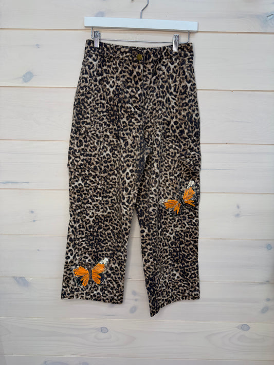 Crop Leopard Cargo Pants Butterfly Painting