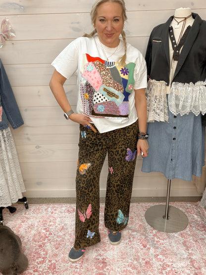 Leopard Jeans Butterfly Art