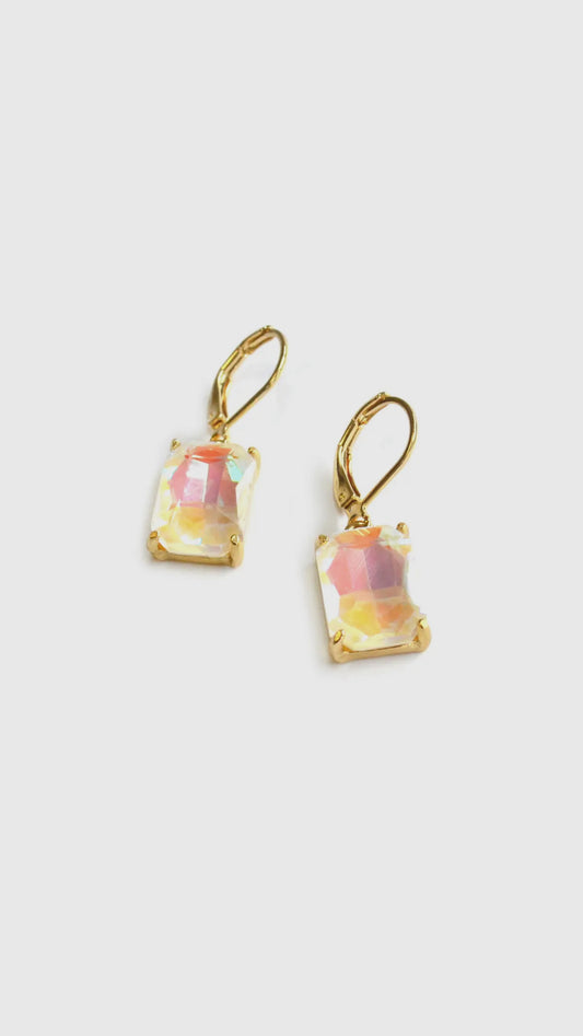 AB Frosted Peachy Cushion Cut Earrings