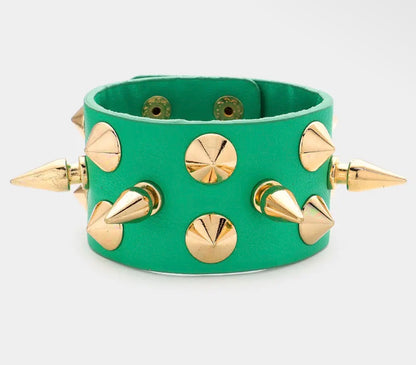 Totally Studding Leather Cuff