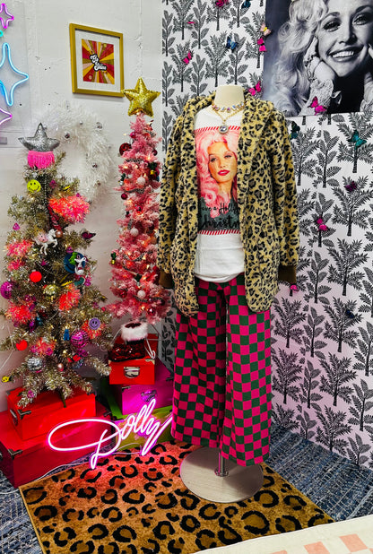Pink and green checkmate pants