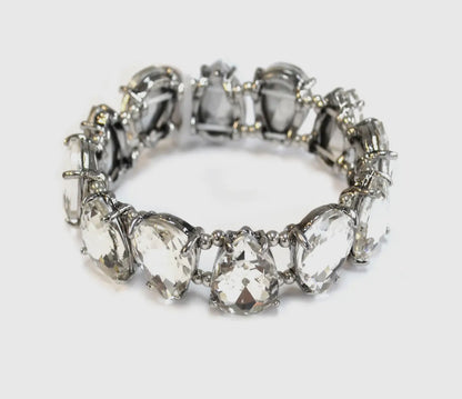 Silver Cut Glass Stretch Bracelets￼