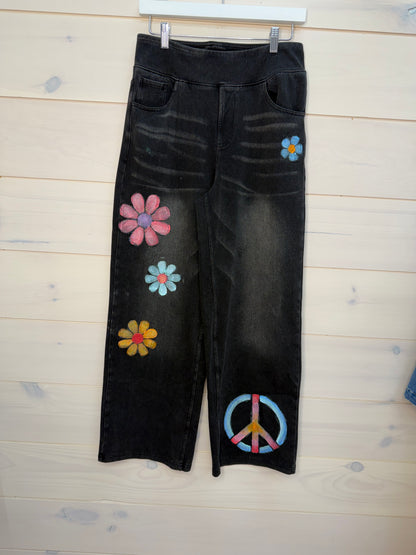 Peace Flower Child Jeans