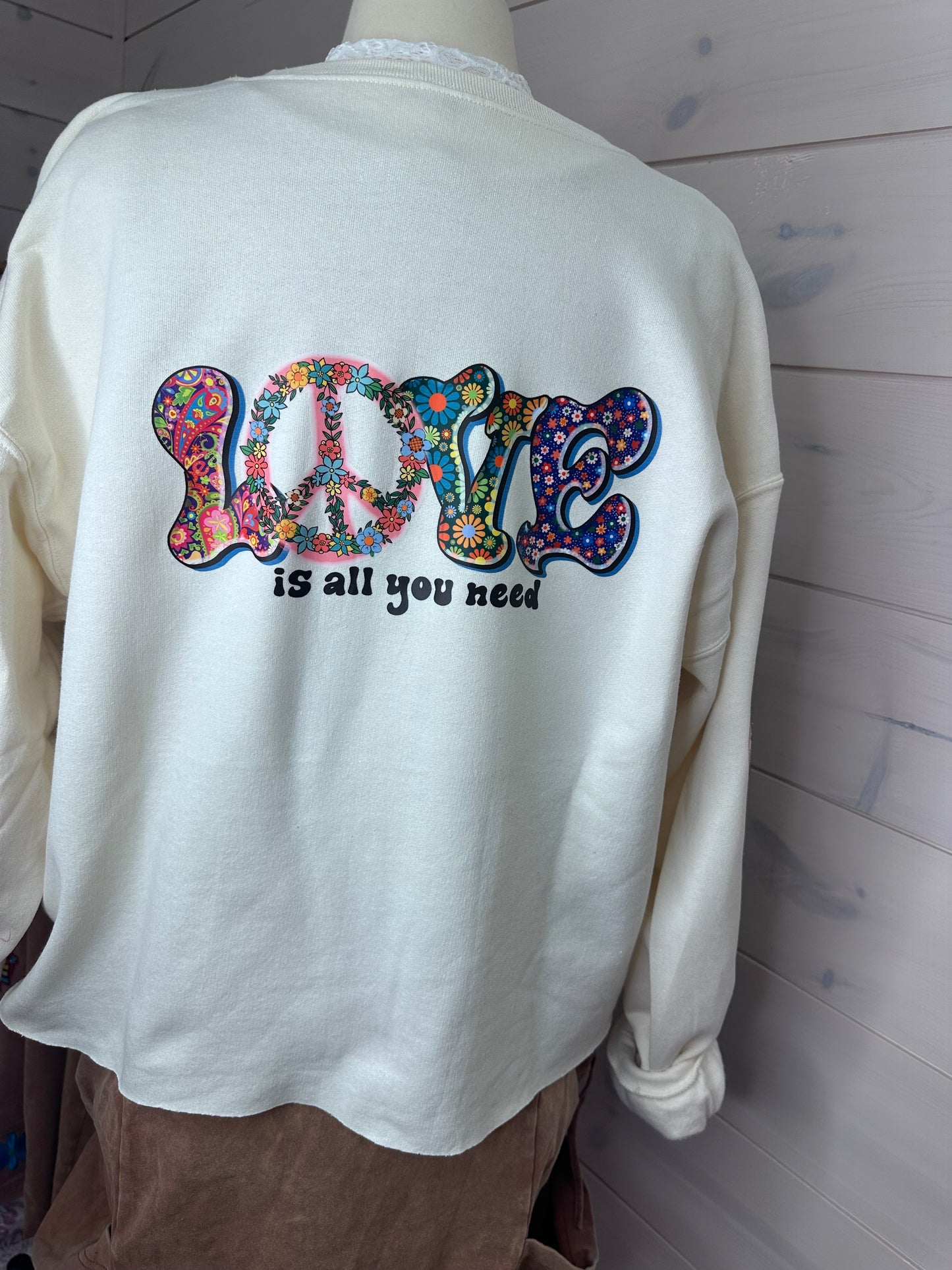 Cream Peace Love and Cardigan