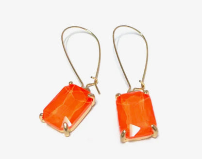 Neon  Rectangle, drop earrings￼