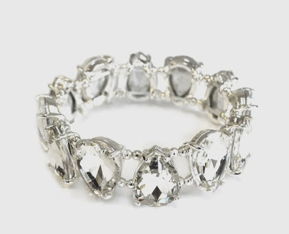 Silver Cut Glass Stretch Bracelets￼
