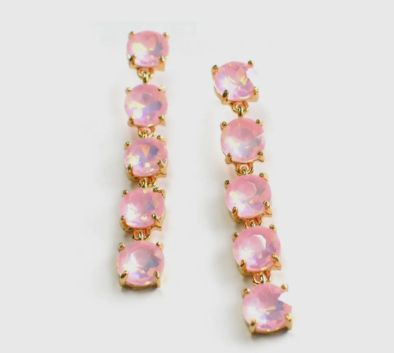 Round Crystal five pcs linked dangle earring ￼
