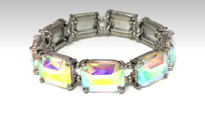 Silver Cut Glass Stretch Bracelets￼