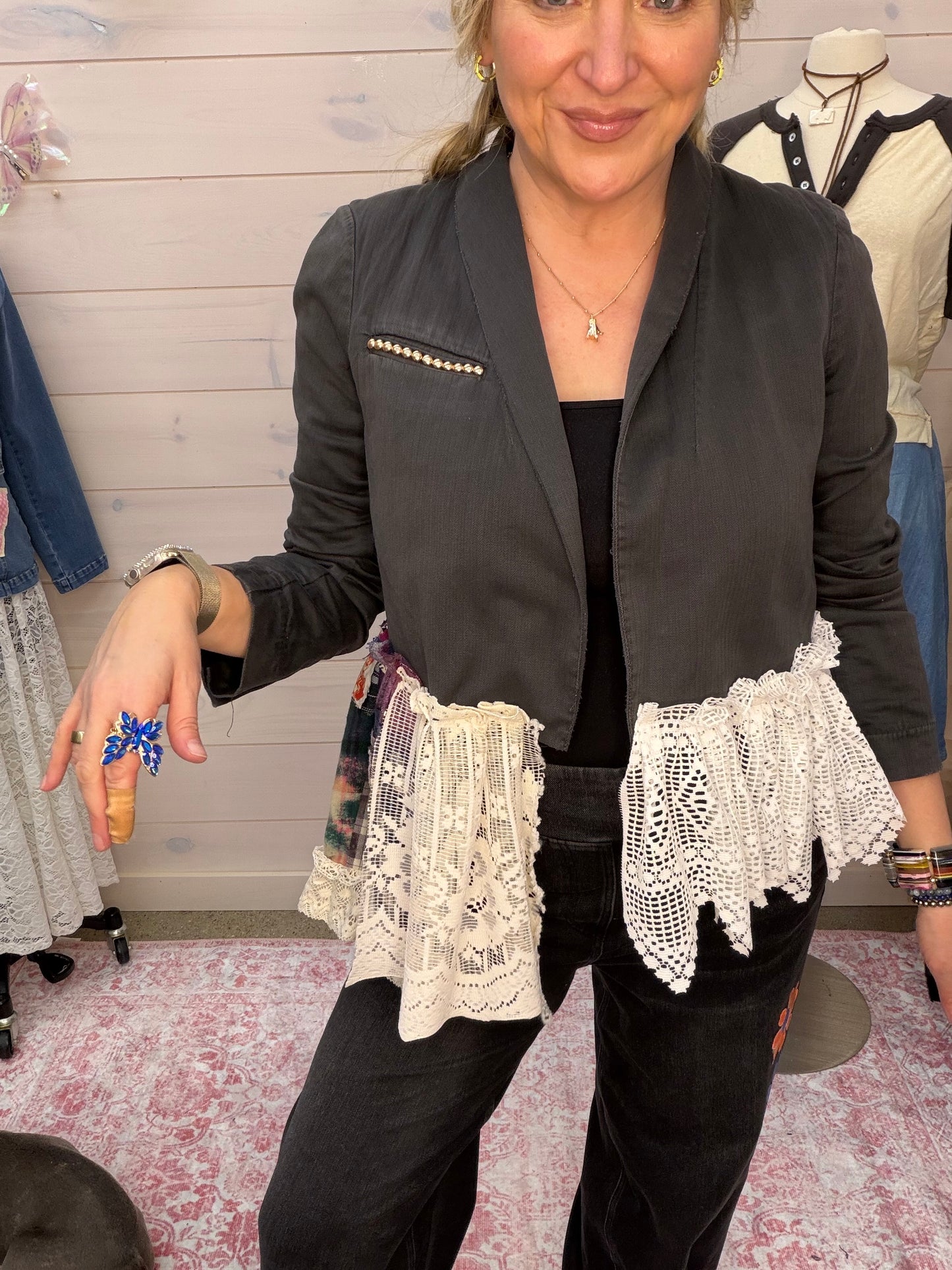 FP up cycled blazer, one of a kind style