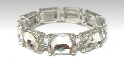 Silver Cut Glass Stretch Bracelets￼