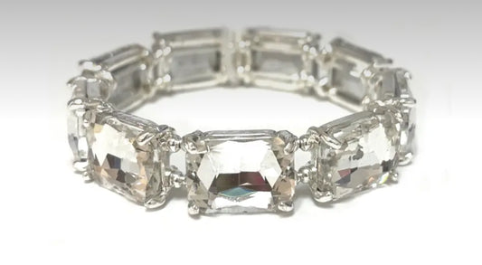 Silver Cut Glass Stretch Bracelets￼