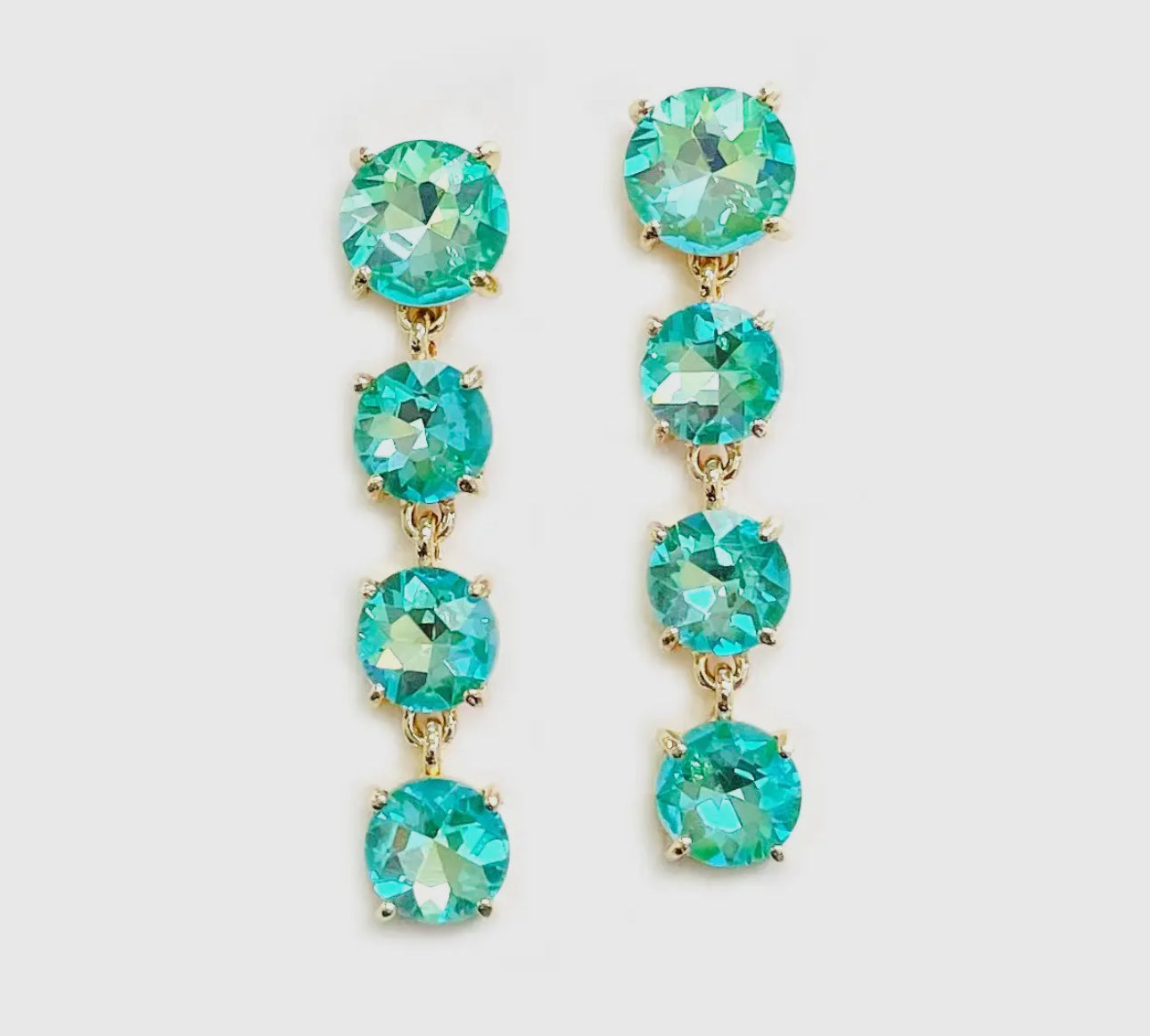 Minty AB rhinestone drop earrings