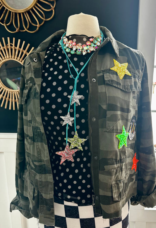 Star On Blue Leather
