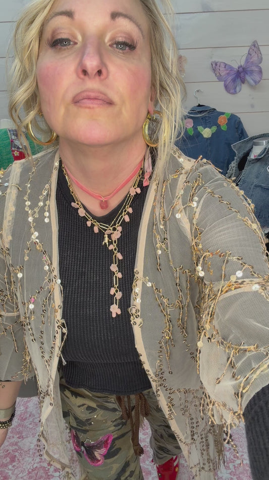 Golden with fringe